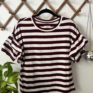 Striped Ruffle Sleeve Top